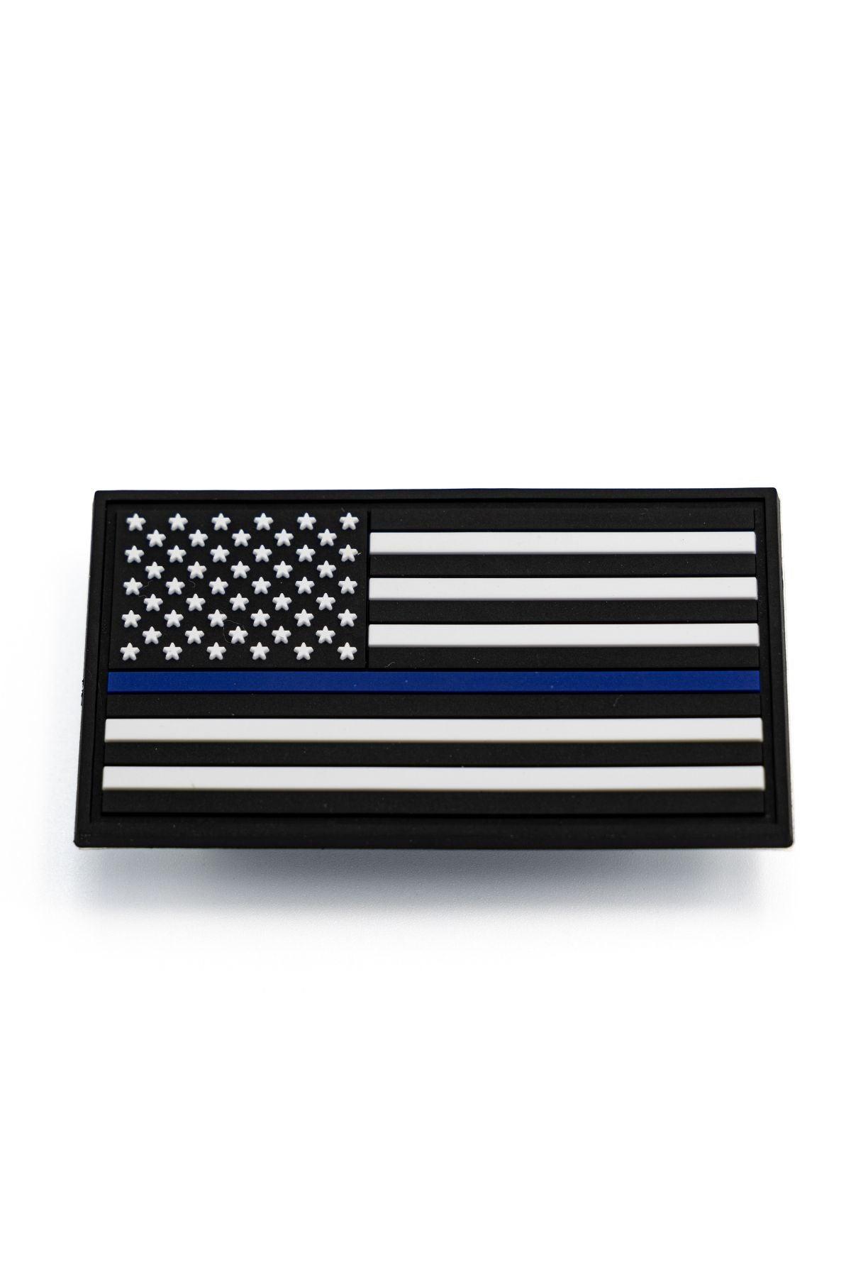 USA FLAG THIN BLUE LINE PVC PATCH - Cowboy Snapback