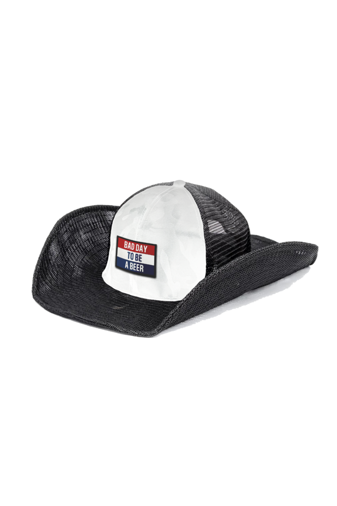 BAD DAY TO BE A BEER (RED, WHITE & BLUE) COWBOY SNAPBACK: 6 PANEL