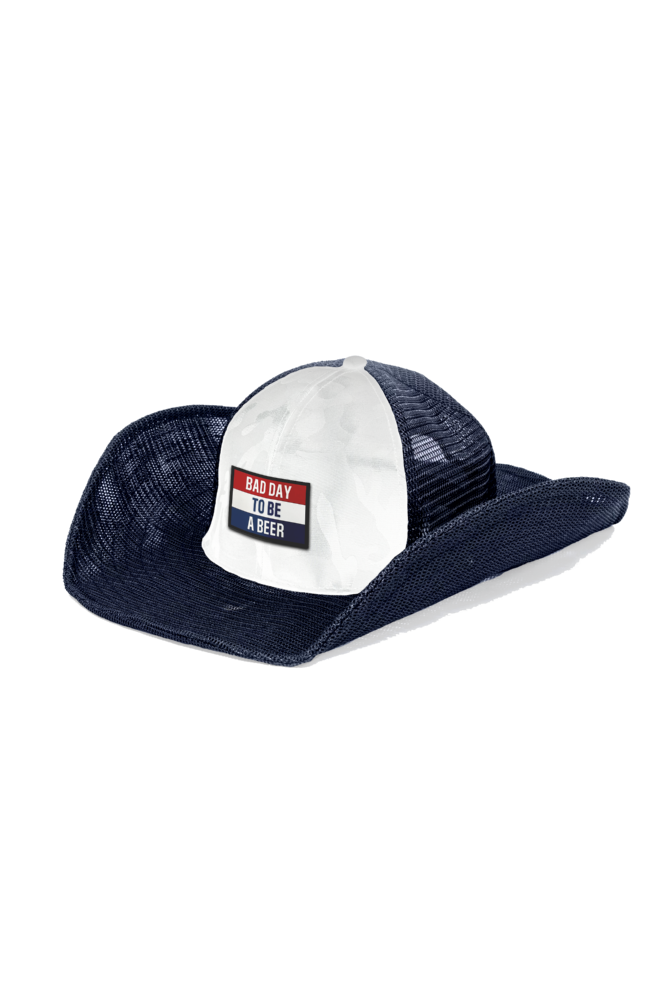 BAD DAY TO BE A BEER (RED, WHITE & BLUE) COWBOY SNAPBACK: 6 PANEL