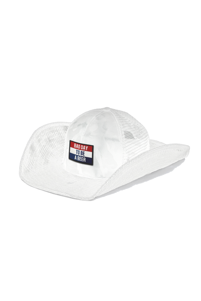 BAD DAY TO BE A BEER (RED, WHITE & BLUE) COWBOY SNAPBACK: 6 PANEL