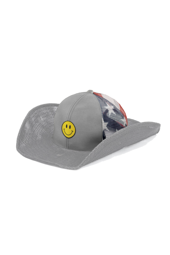 SMILEY FACE COWBOY SNAPBACK: 6 PANEL