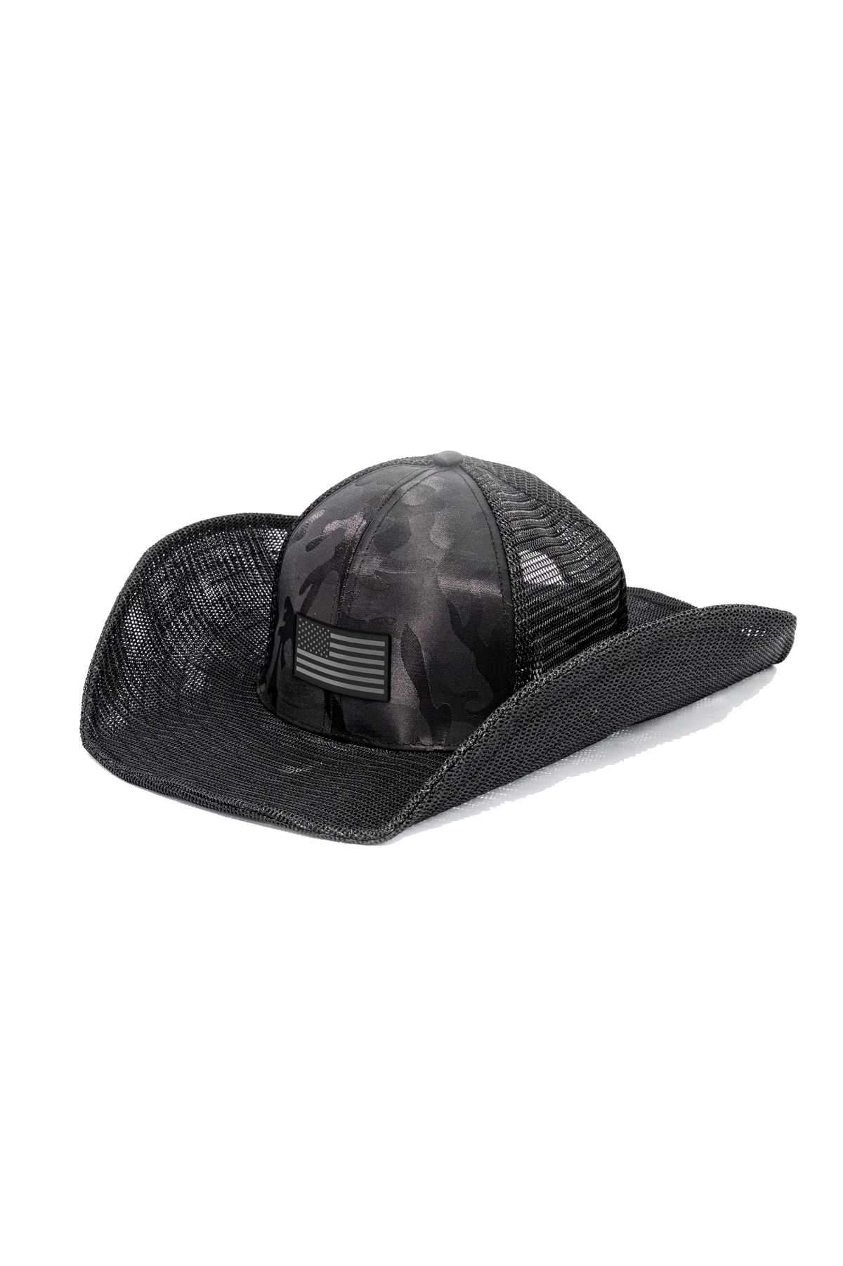 USA FLAG: GRAY AND BLACK COWBOY SNAPBACK: 6 PANEL