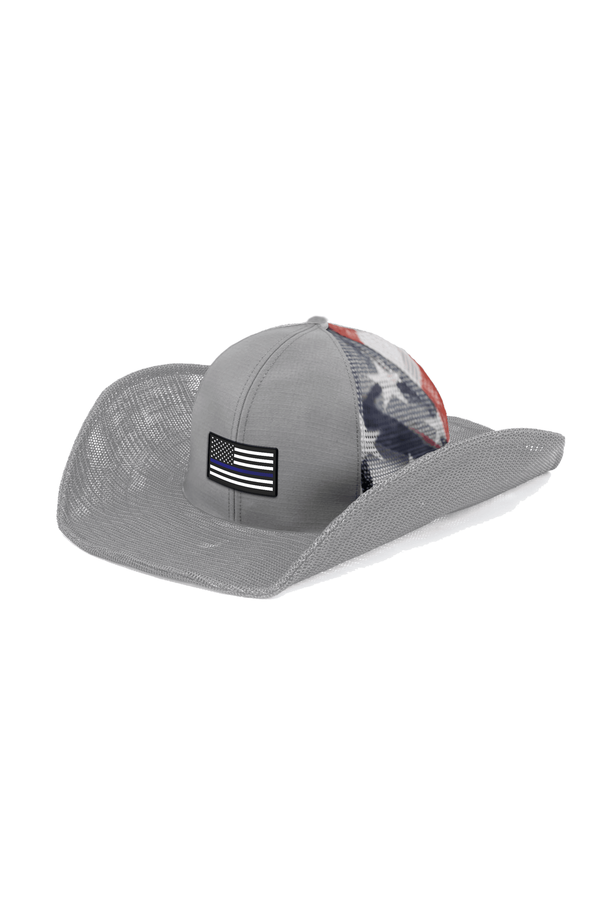 USA FLAG: THIN BLUE LINE COWBOY SNAPBACK: 6 PANEL